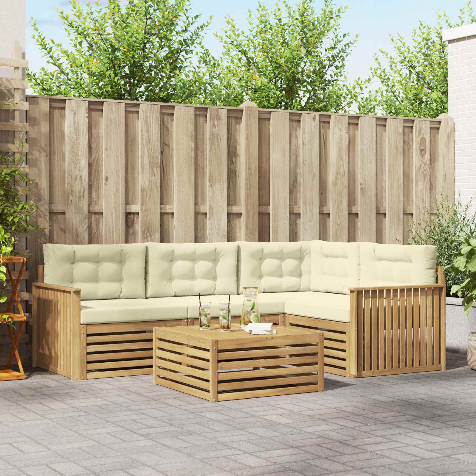 Zestaw sof na zewnątrz 5 pcs Biały i kremowy 79 x 79 x 37 cm vidaXL