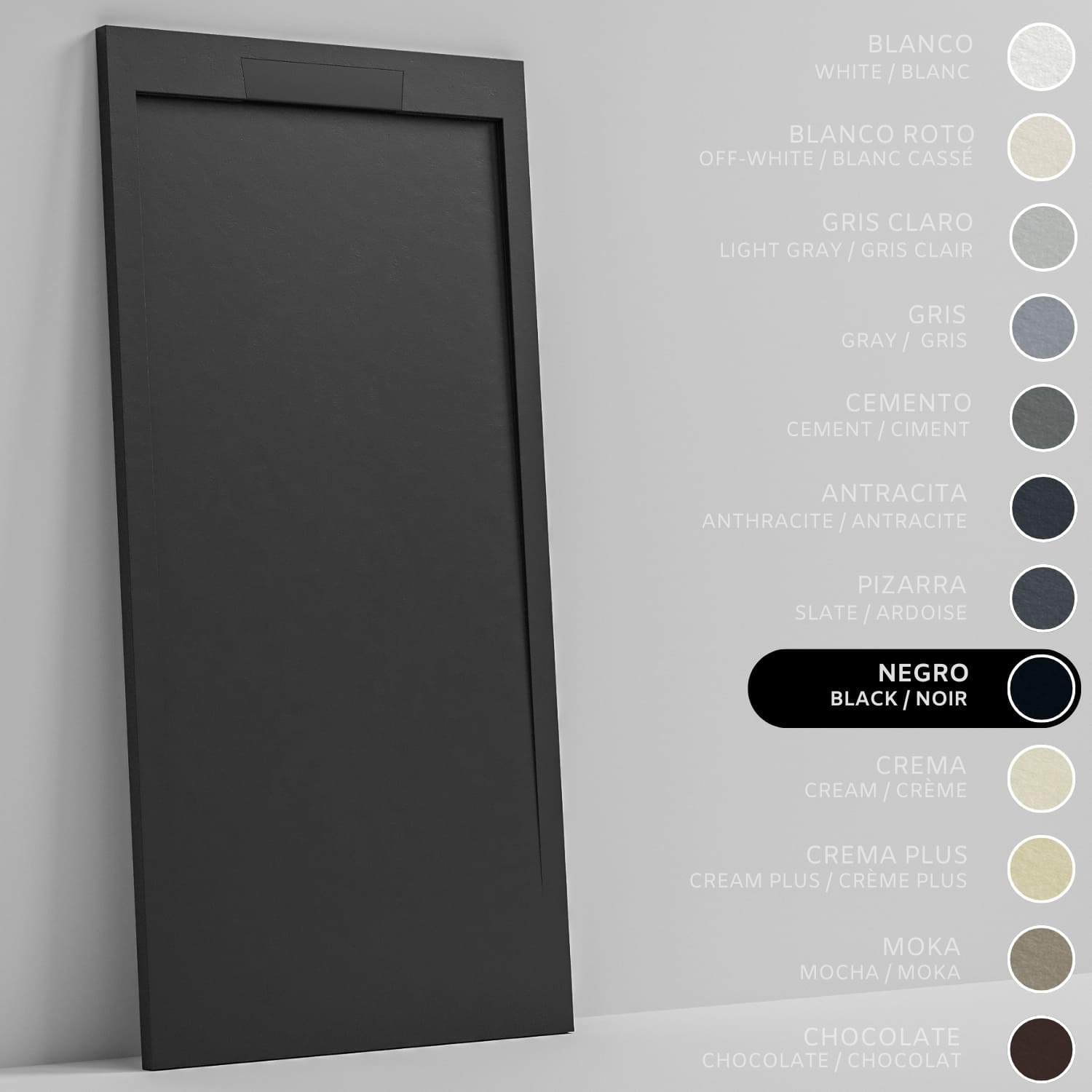 SOULHOME Brodzik prysznicowy– Żywica– Gel Coat– Gładka/Kamienna tekstura – Antypoślizgowy – czarny- 90X70- Niski 3cm– Elegancki SAME
