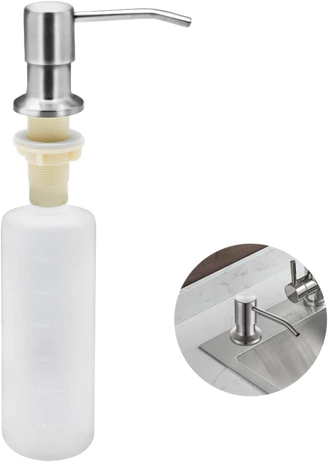 Dozownik mydła ze stali nierdzewnej do zlewu kuchennego, napełniany - 350 ml - z pompką obrotową 360° (srebrny)