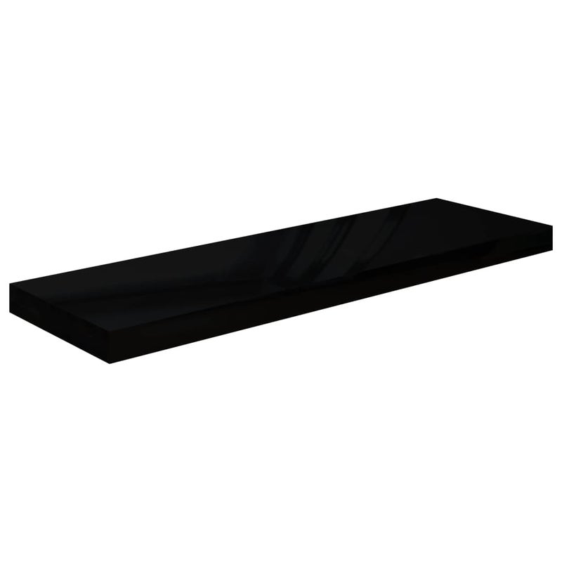 Wisząca półka ścienna z błyszczącej czarnej płyty MDF, 80x23,5x3,8 cm- COMFORTXL