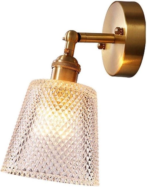 Nowoczesna lampa ścienna z mosiądzu i szkła w kolorze miedzi, E27 (żółta)