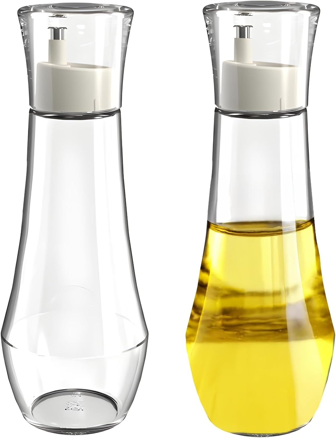 Zestaw 2 szklanych butelek na przyprawy z pyłoszczelnymi pokrywkami - dysza ze stali nierdzewnej do oleju, octu, sosu sojowego - 260 ml