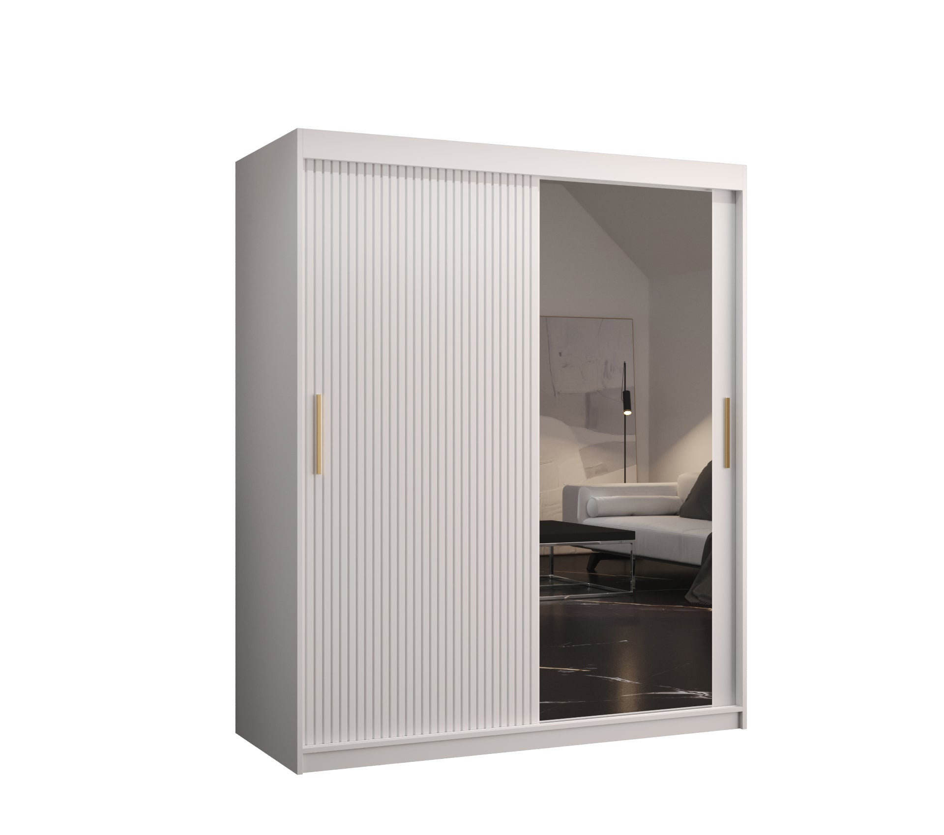 Szafa przesuwna garderoba RIFLO SLIM 2 150 x 62 x 200 cm Biały - Abiks Meble