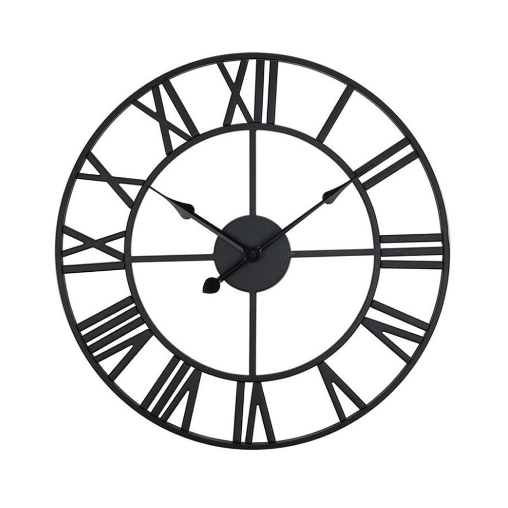 ażurowy zegar ścienny w nowoczesnym stylu retro, cichy zegar, czarny, 40 cm, idealny do salonu, kuchni i biura