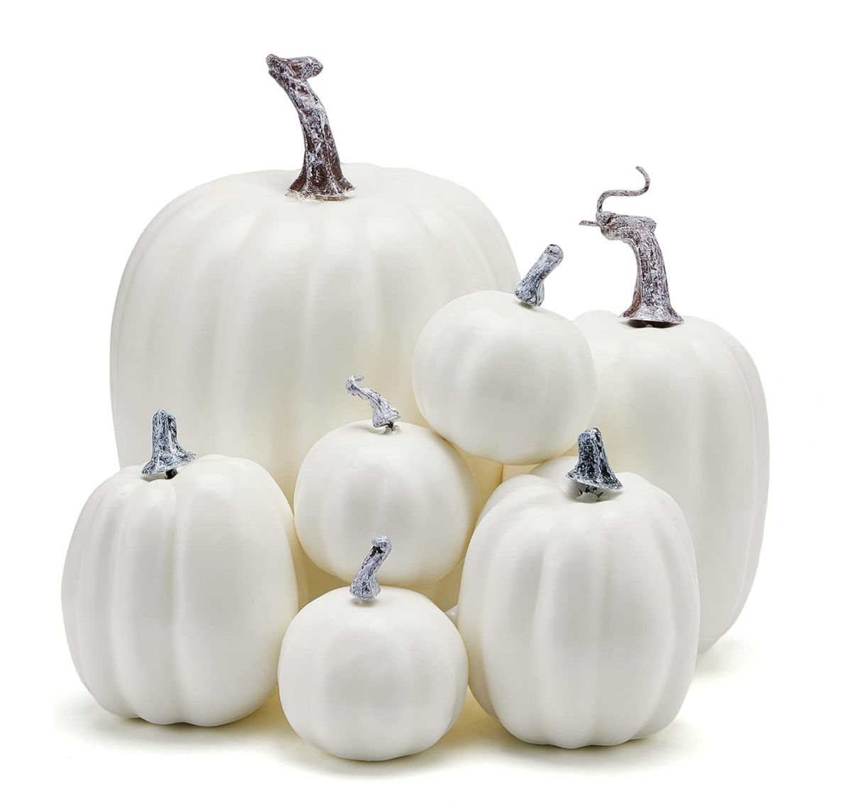Sztuczne dynie z białej pianki, 7 sztuk, fałszywe dynie do dekoracji ogrodu jesienią, na Święto Dziękczynienia i Halloween