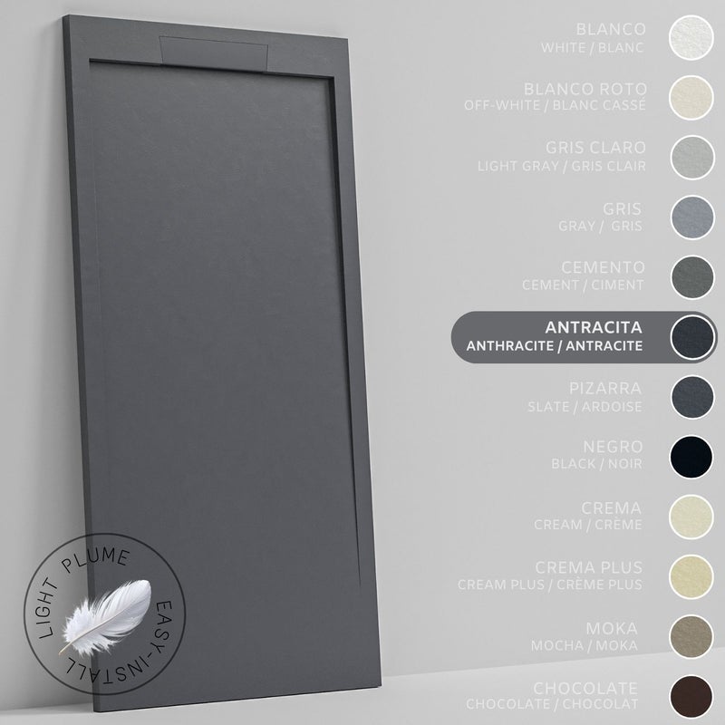 SOULHOME Lekki Brodzik z Żywicy tekstura Łupka – antracytowy– 150x80- Niski 3cm– Elegancki SAME
