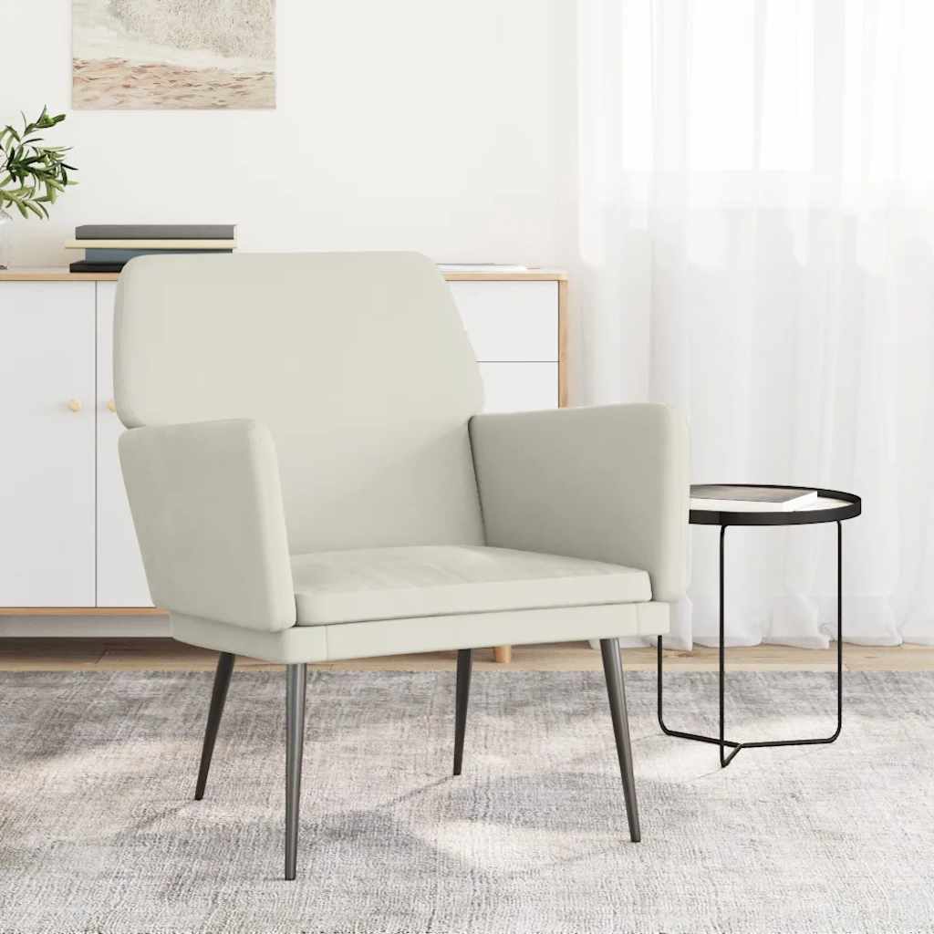 Fotel, kremowy, 62x79x79 cm, obity aksamitem vidaXL