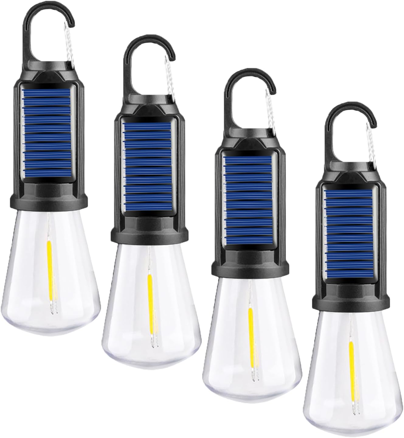 Zestaw 4 ładowalnych lamp kempingowych LED do użytku na zewnątrz (płaska głowica)