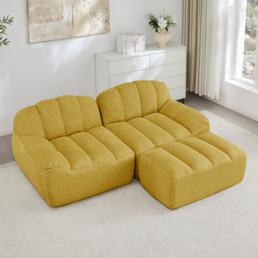 Modułowa sofa 2-osobowa w stylu muszli, głębokie poduszki, do salonu i mieszkania, nie wymaga montażu