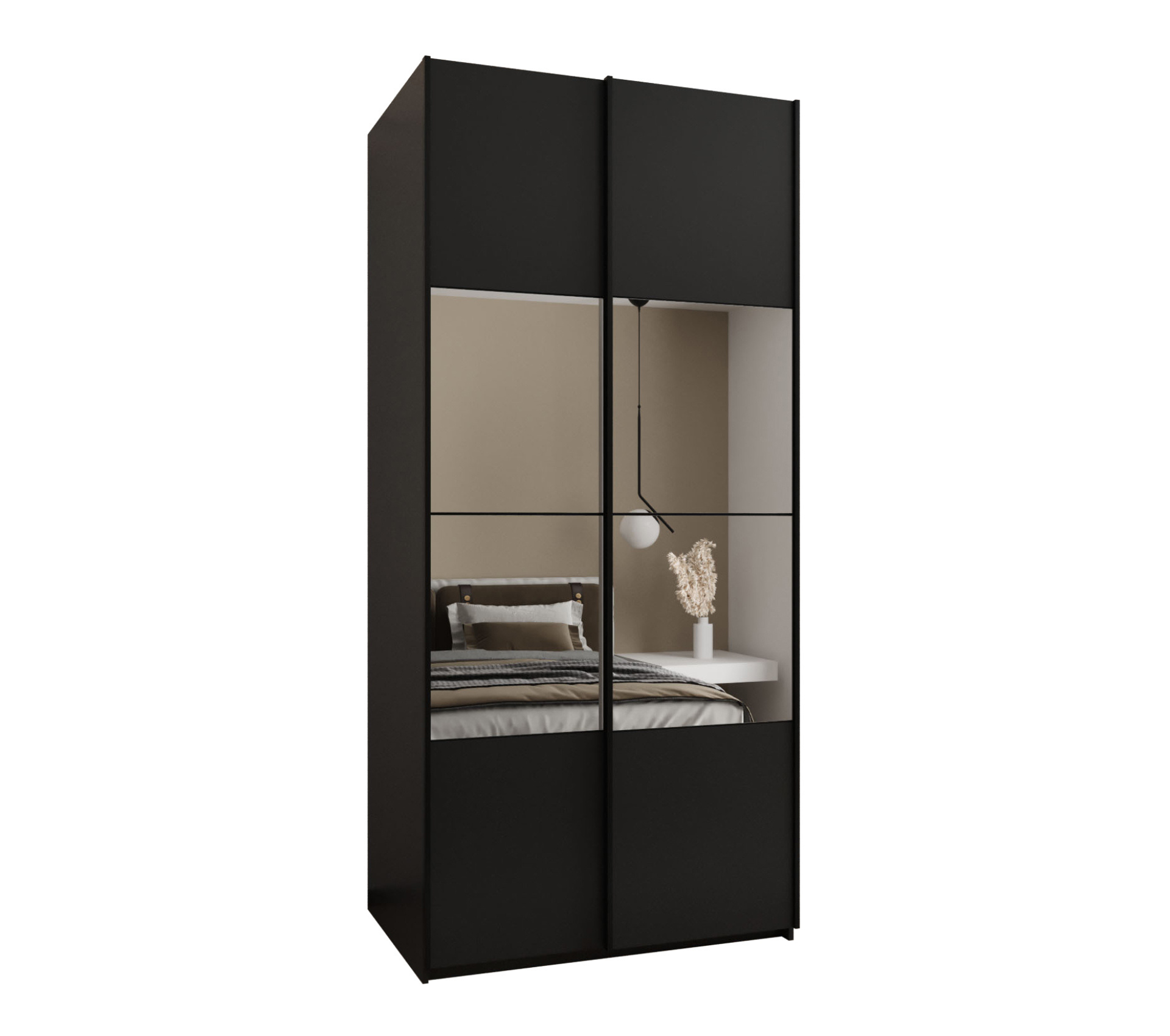 Szafa przesuwna wysoka Lux 4 100 x 64 x 245,5 cm czarny + czarny + u. czarny - Abiks Meble