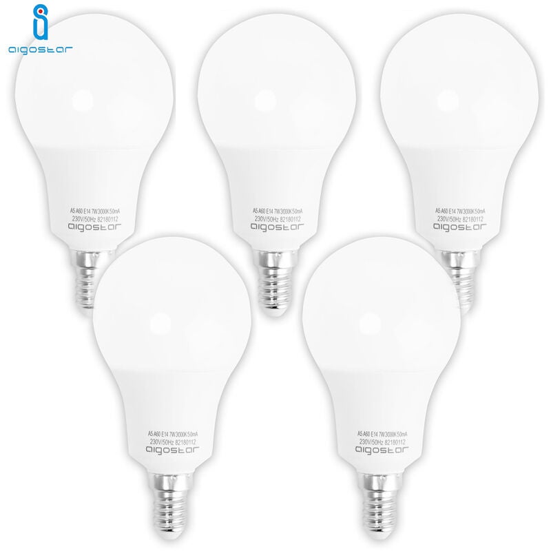 ŻARÓWKI LED E14 9W 6400K BIAŁY ZIMNY A+ A60 A5 5 SZTUK