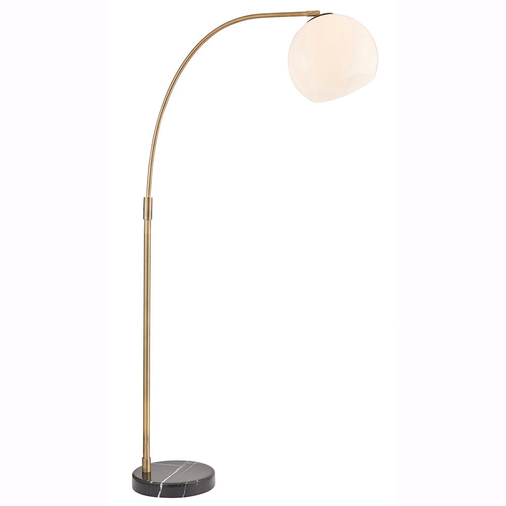 Lampa stojąca skandynawska żuraw matowa antyczna mosiężna marmurowa podstawa 1xE27 40W OTTO Endon