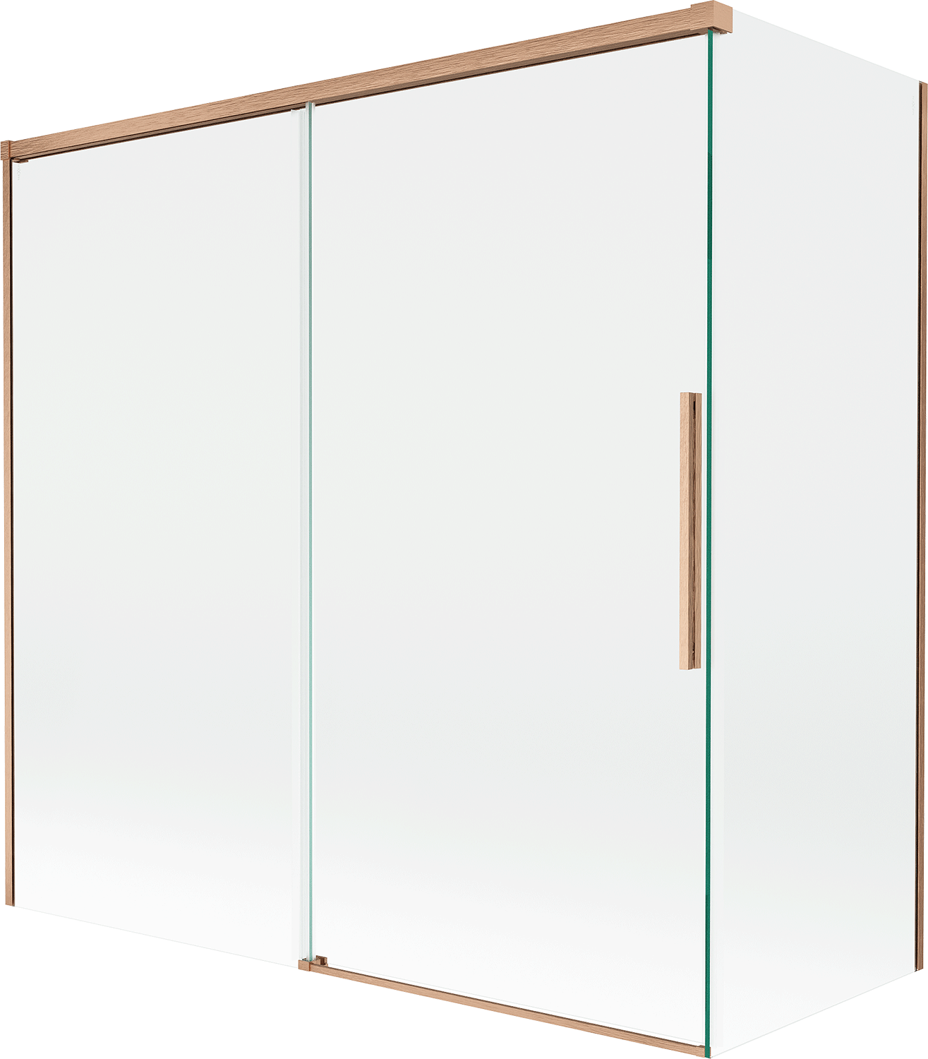 Mexen Rox parawan nawannowy 2-skrzydłowy rozsuwany 160 + 70 x 150 cm, transparent, miedż szczotkowana - 8C9-160-070-65-00