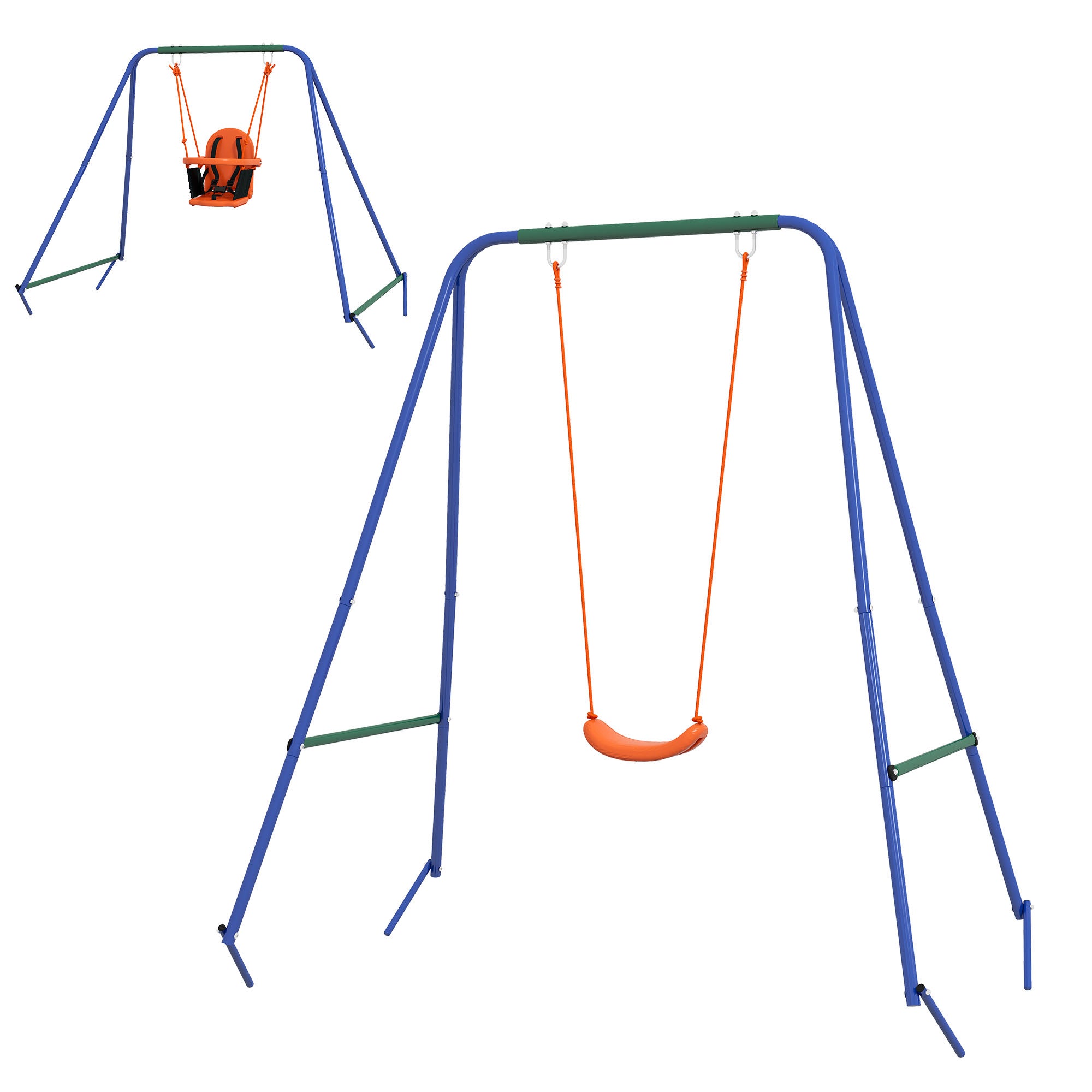 Two-In-One Toddler huśtawka ogrodowa, z wygodny siedzisko, bezpieczeństwo Belt - pomarańczowy i niebieski