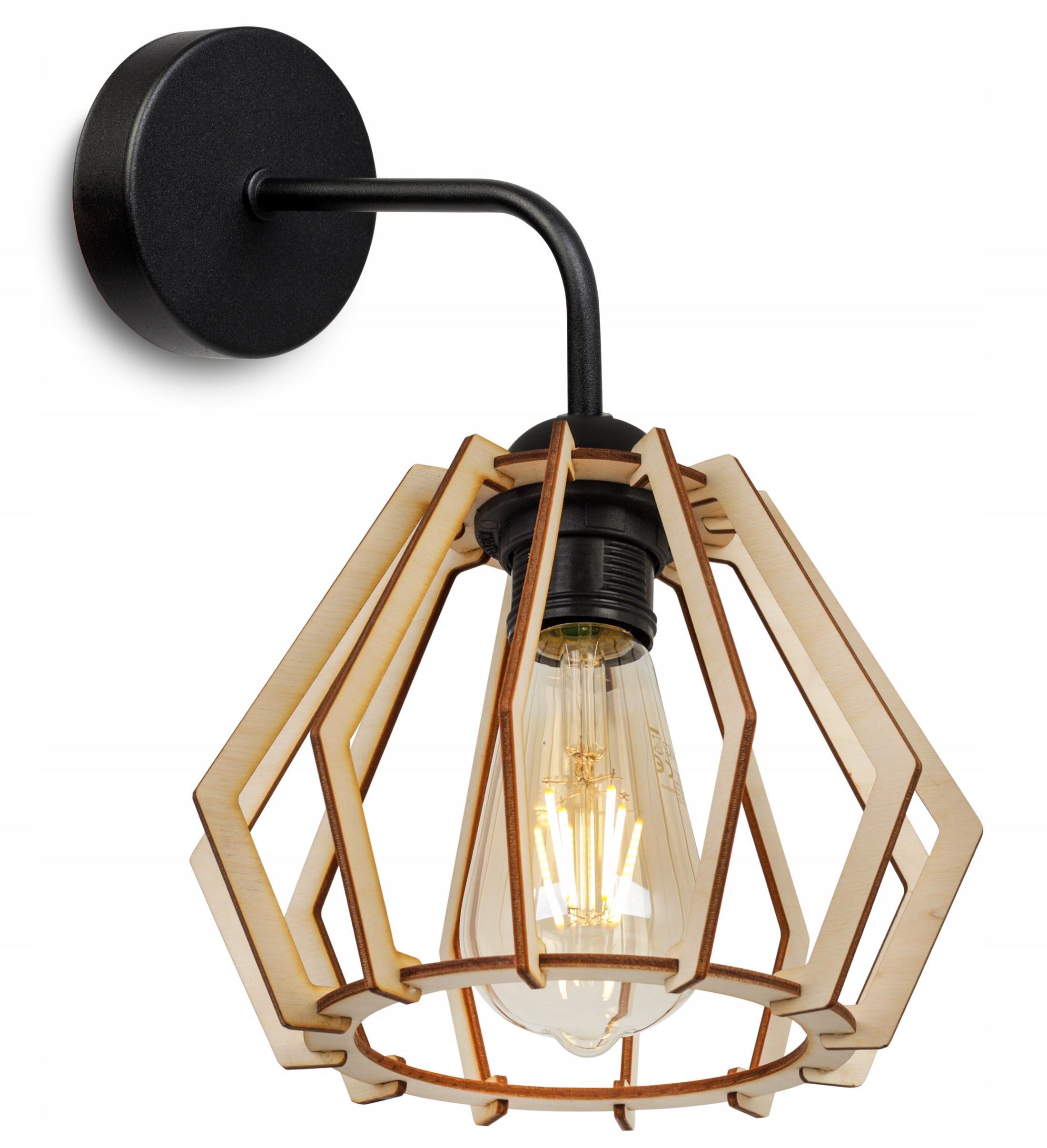 Lampa ścienna kinkiet Light Home LH Timber 1x E27 60W wiszący diament drewno czarny