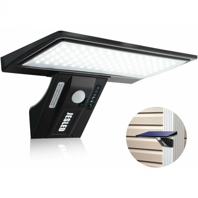 Solarna lampa zewnętrzna, 90 diod LED, lampa bezpieczeństwa z czujnikiem ruchu, wodoodporna lampa solarna 2600 mAh, ładowana przez USB