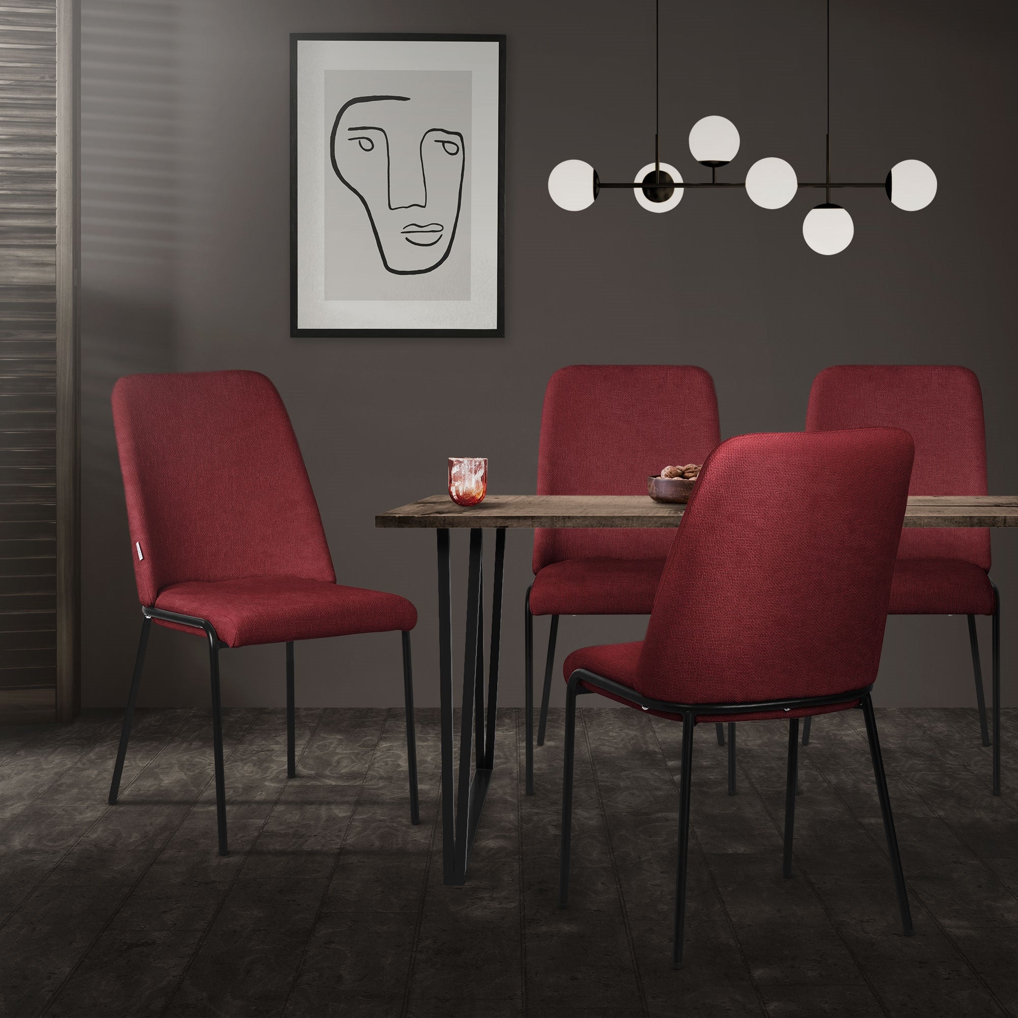 ML-Design krzesła do jadalni zestaw 2 czerwony tapicerowane fotele krzesła kuchenne ergonomiczne wygodne metalowe nogi styl nowoczesny