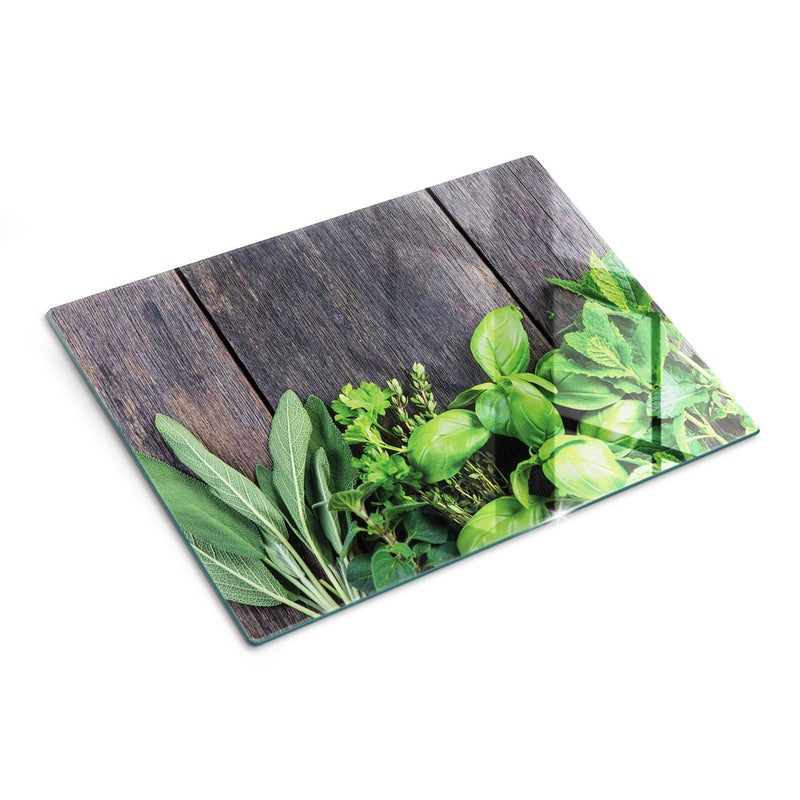 Hartowane szkło do kuchni na blat - Zioła Mięta Drewno - 30x40 - Tulup