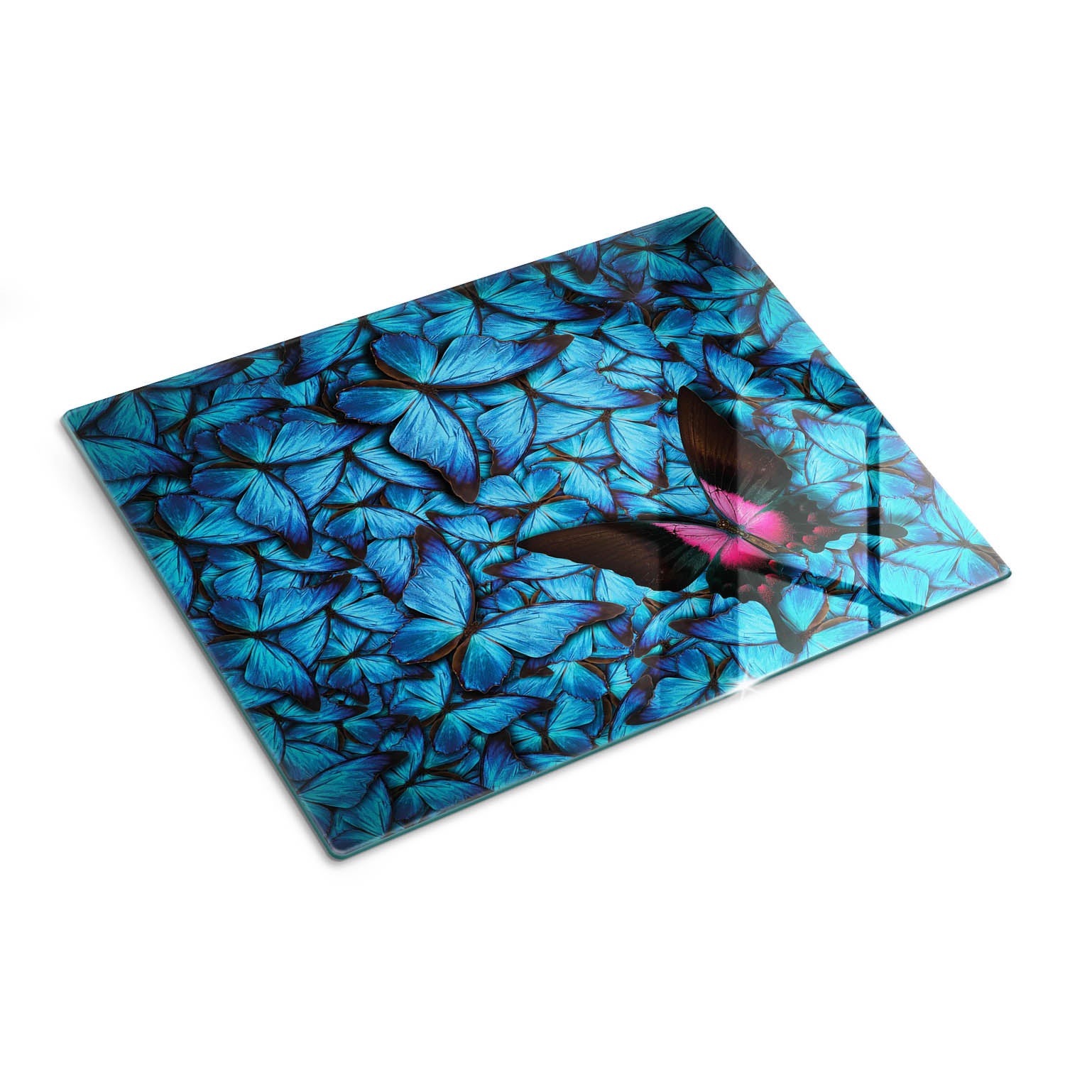Deska szklana do kuchni z dekoracyjnym wzorem - Czarny Motyl - 30x40 - Tulup