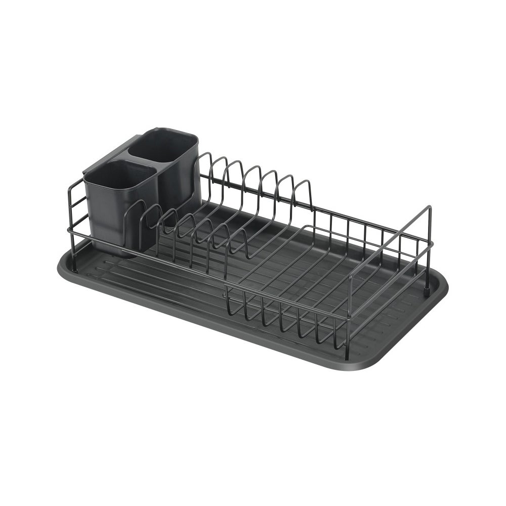 Ociekacz do naczyń BLACK EDITION, stal czarna i plastik, 43 x 24 x 13 cm – tacka do ociekania naczyń, akcesorium kuchenne