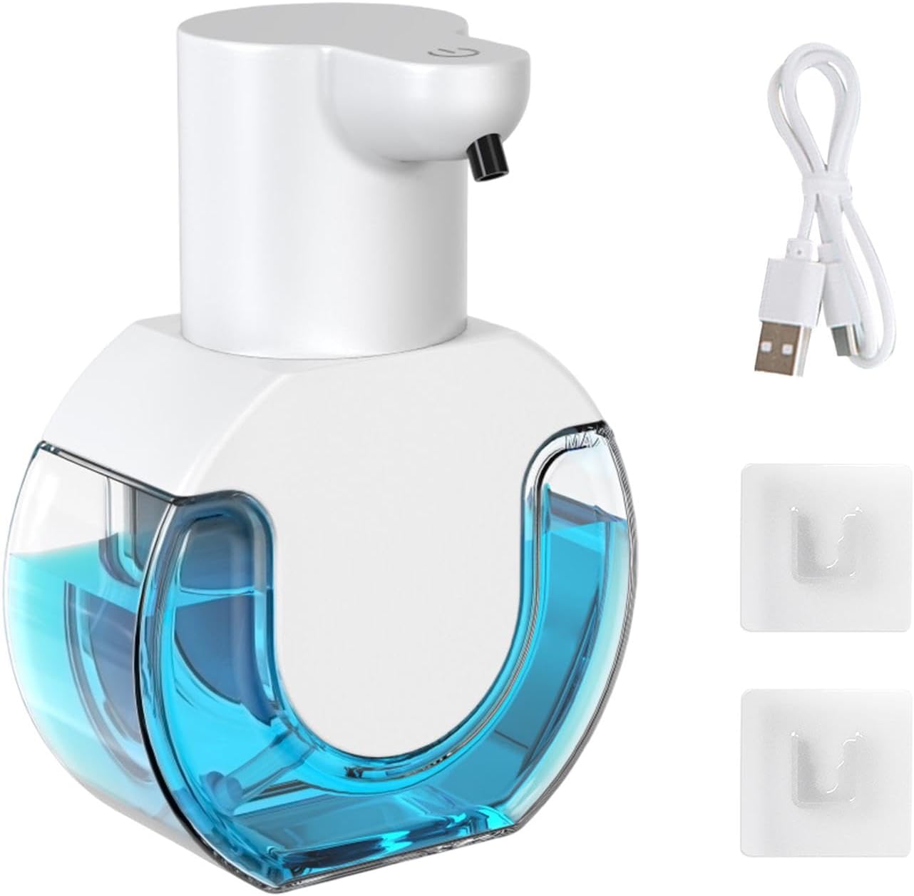 Dozownik mydła w pianie 420 ml z ładowaniem USB, automatyczny dozownik mydła montowany na ścianie, wodoodporny IPX5 do łazienki – biały