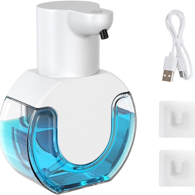 Dozownik mydła w pianie 420 ml z ładowaniem USB, automatyczny dozownik mydła montowany na ścianie, wodoodporny IPX5 do łazienki – biały
