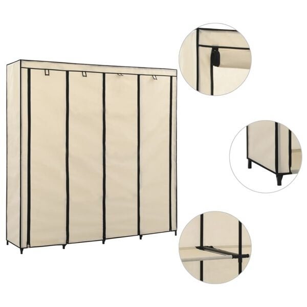 vidaXL Szafa z 4 przegrodami Kremowa 175x45x170 cm