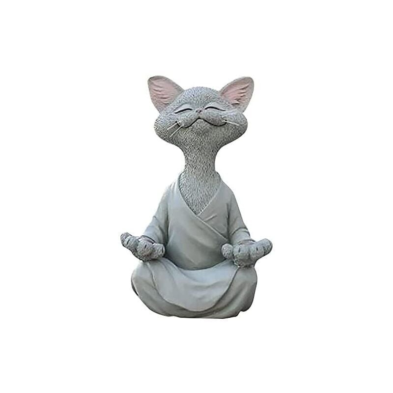 Figurka kota, medytujący kot, szczęśliwy, zen, wyluzowana rzeźba do dekoracji domu, na zewnątrz, trawnika, doskonałe na prezent