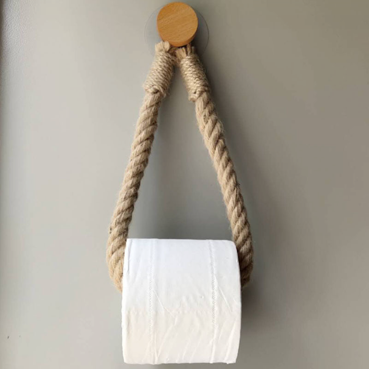 Uchwyt na papier toaletowy z liny konopnej w stylu vintage do łazienki