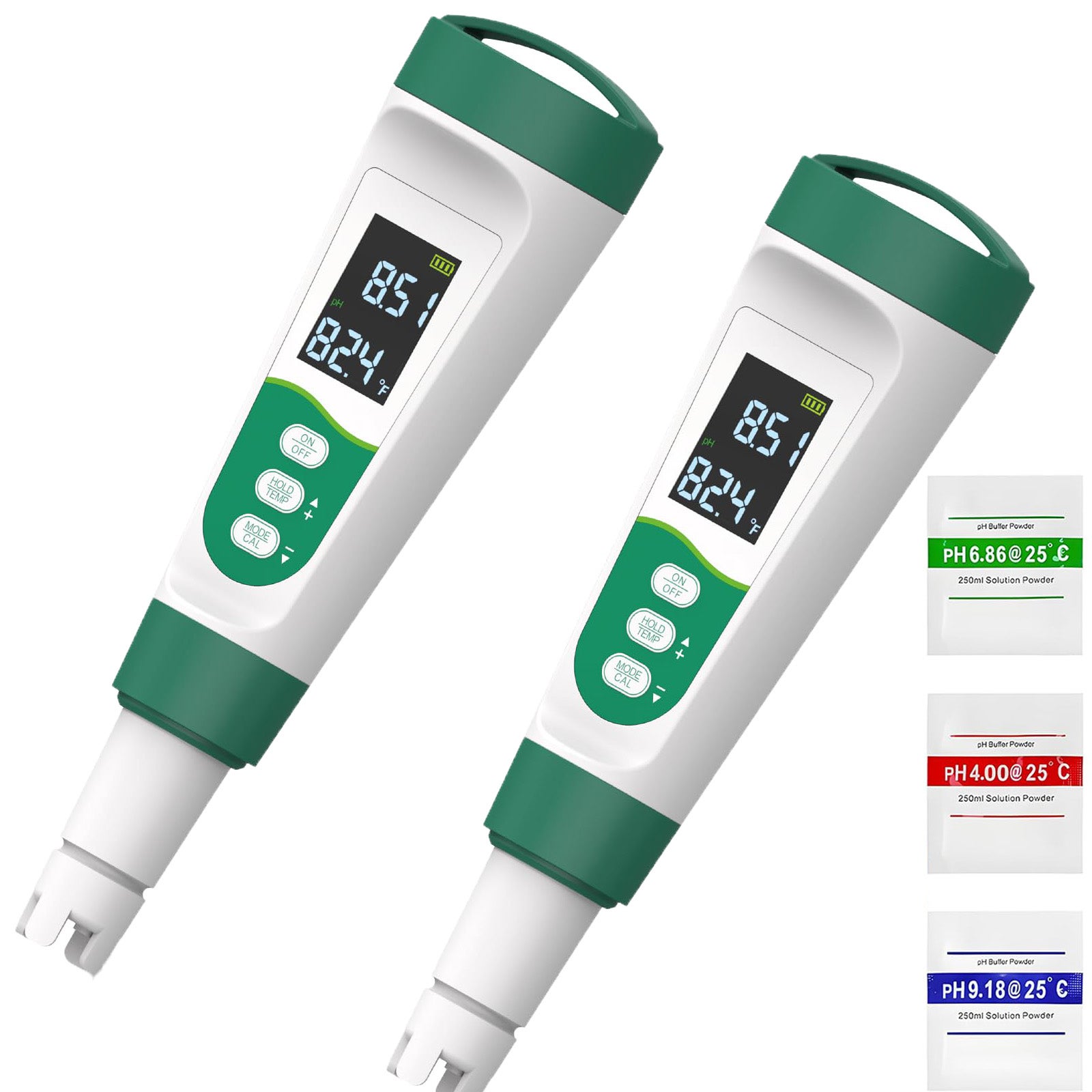 2-częściowy tester soli basenowej, cyfrowy miernik pH, do pomiaru pH, TDS, EC, zasolenia i temperatury, zasilany bateryjnie