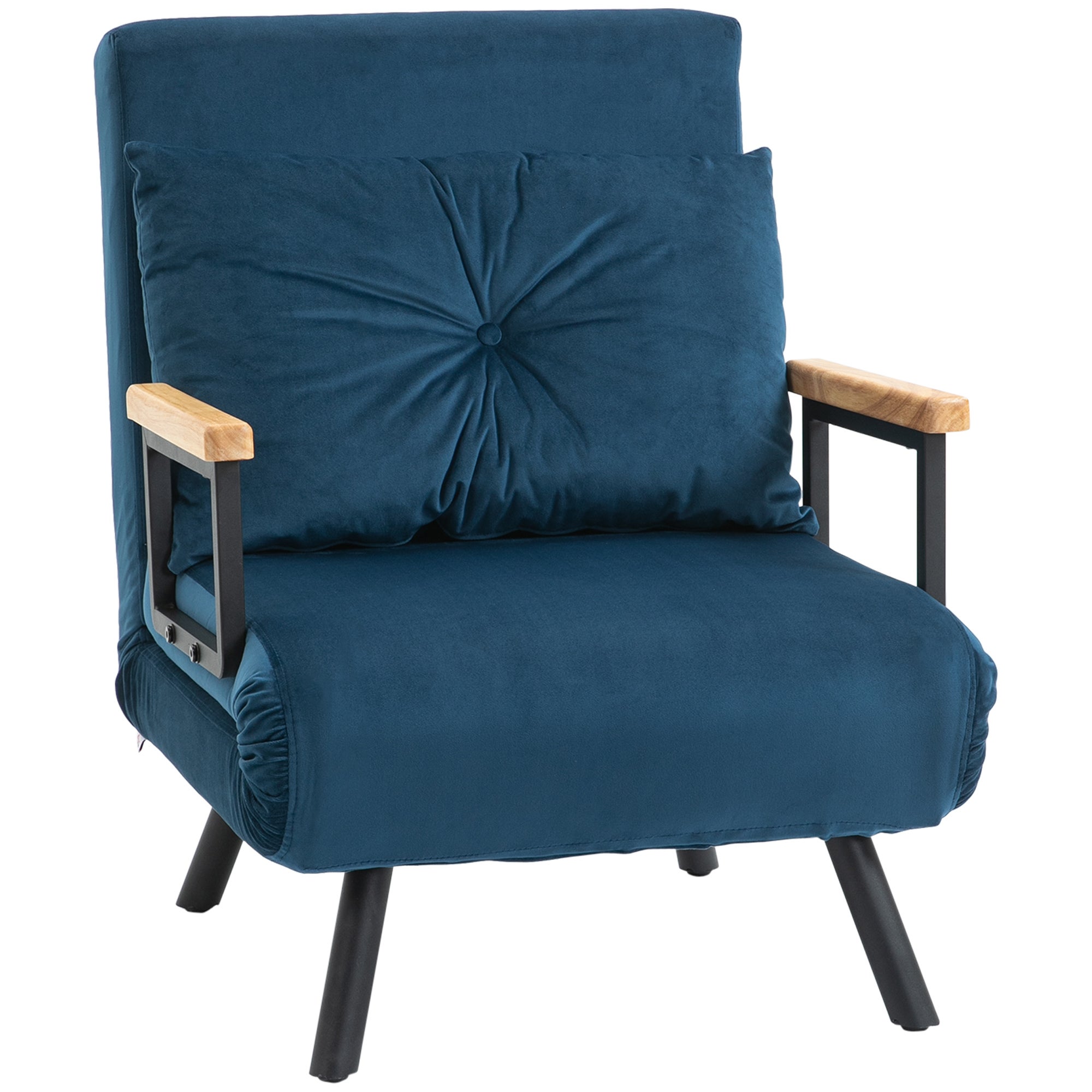 Sofa rozkładana 4 w 1, z możliwością przekształcenia w fotel, z 5-stopniową regulacją oparcia i poduszką w zestawie, 63 x 73 x 81 cm, kolor niebieski