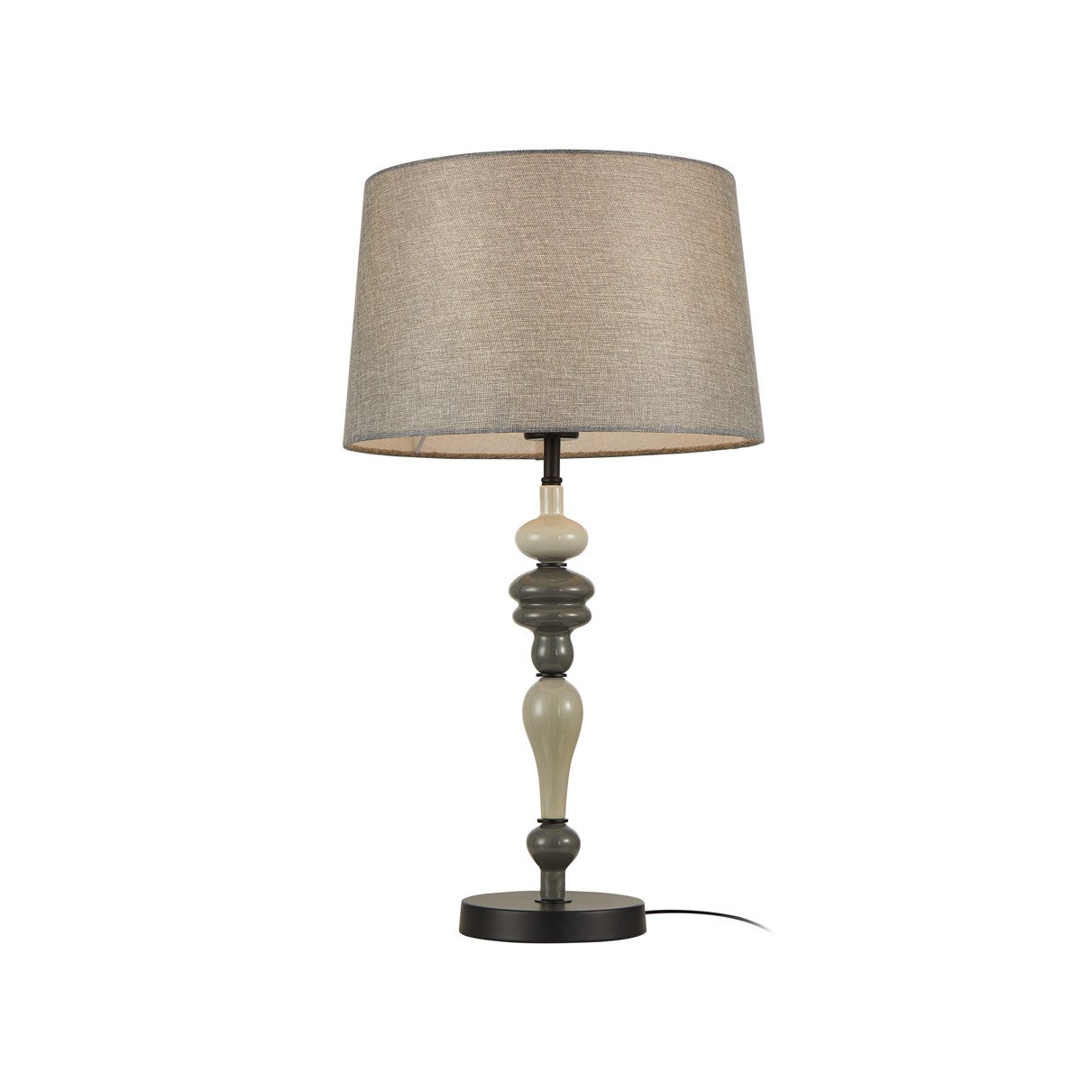 Lampa stołowa dekoracyjna czarna matowa szary abażur 1xE27 60W do salonu sypialni NEROM Italux
