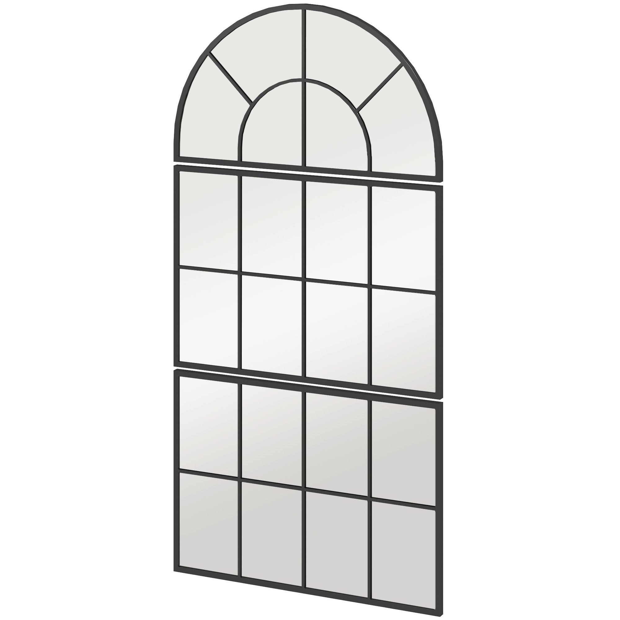 Lustro ścienne, okno, zestaw 3-częściowy, rama metalowa, 76 x 53 cm, kolor czarny