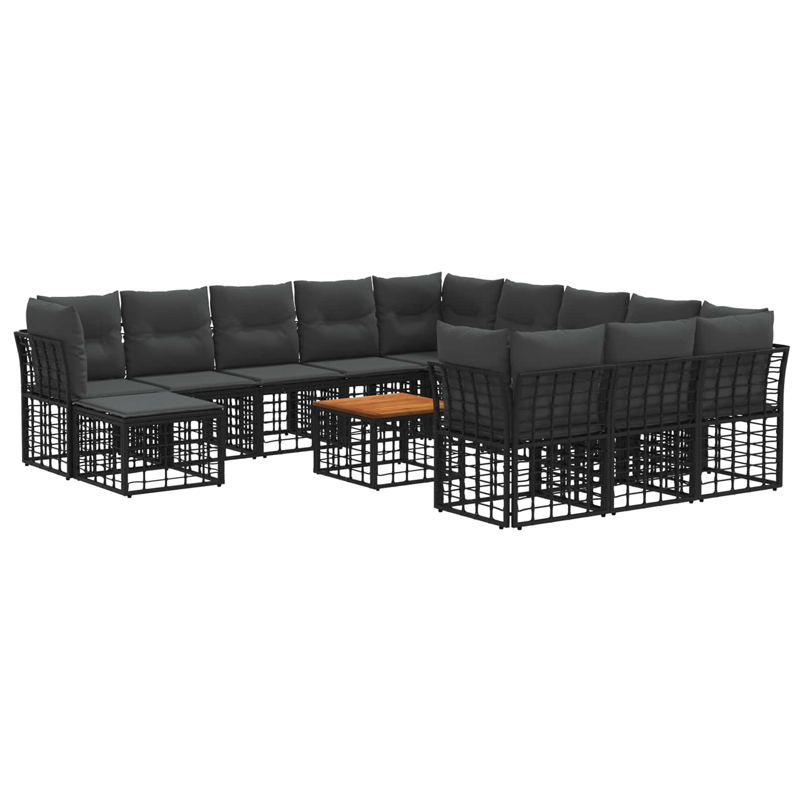 Zestaw sof na zewnątrz 13 pcs Czarny i Ciemnoszary Poliester vidaXL