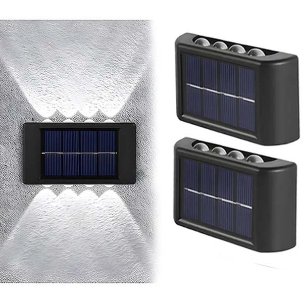 Lampa solarna ścienna LED białe światło zewnętrzne oświetlenie góra dół oświetlenie schodów ogrodu wodoodporna idealna na taras dziedziniec