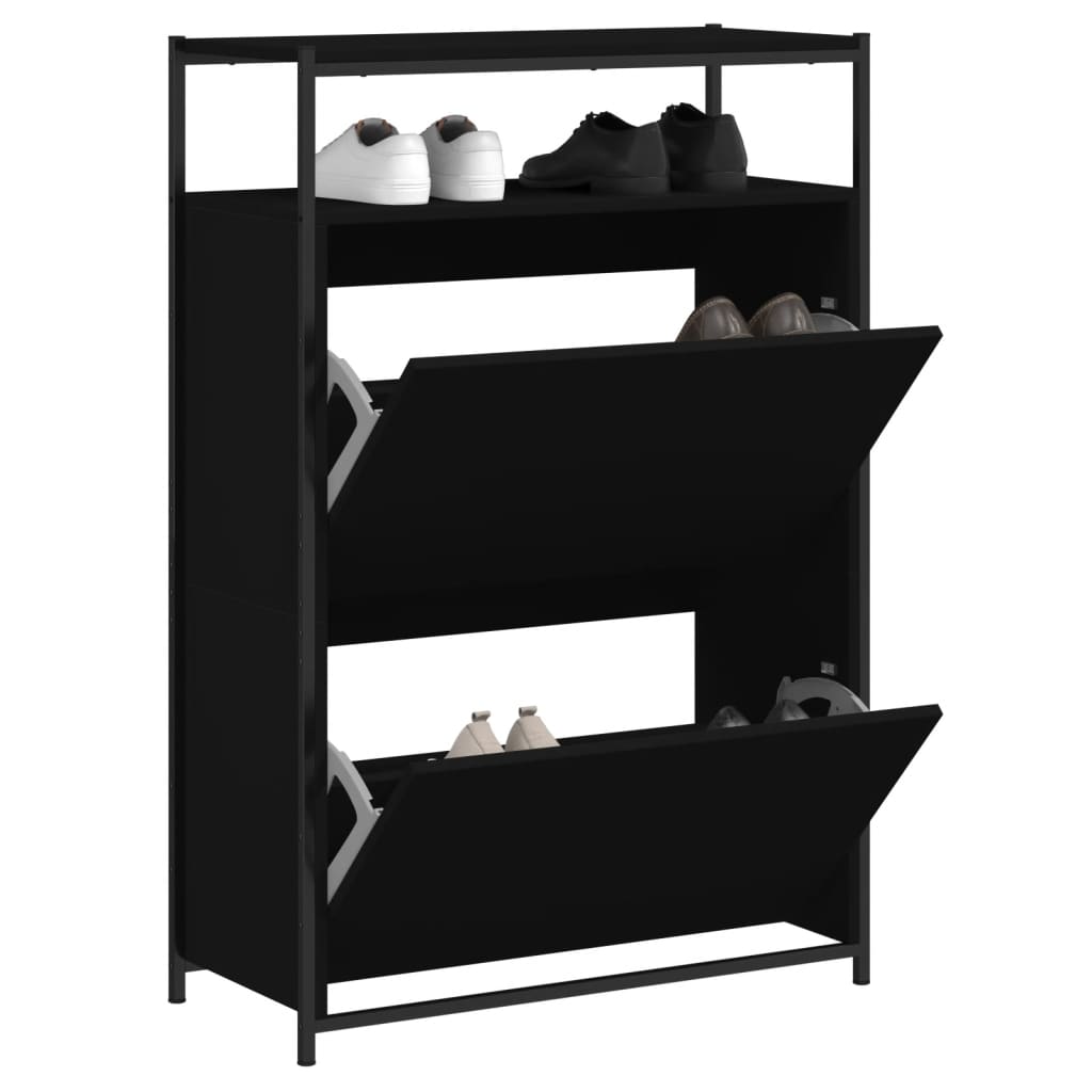 vidaXL Szafka na buty, czarna, 75x34x112 cm, materiał drewnopochodny