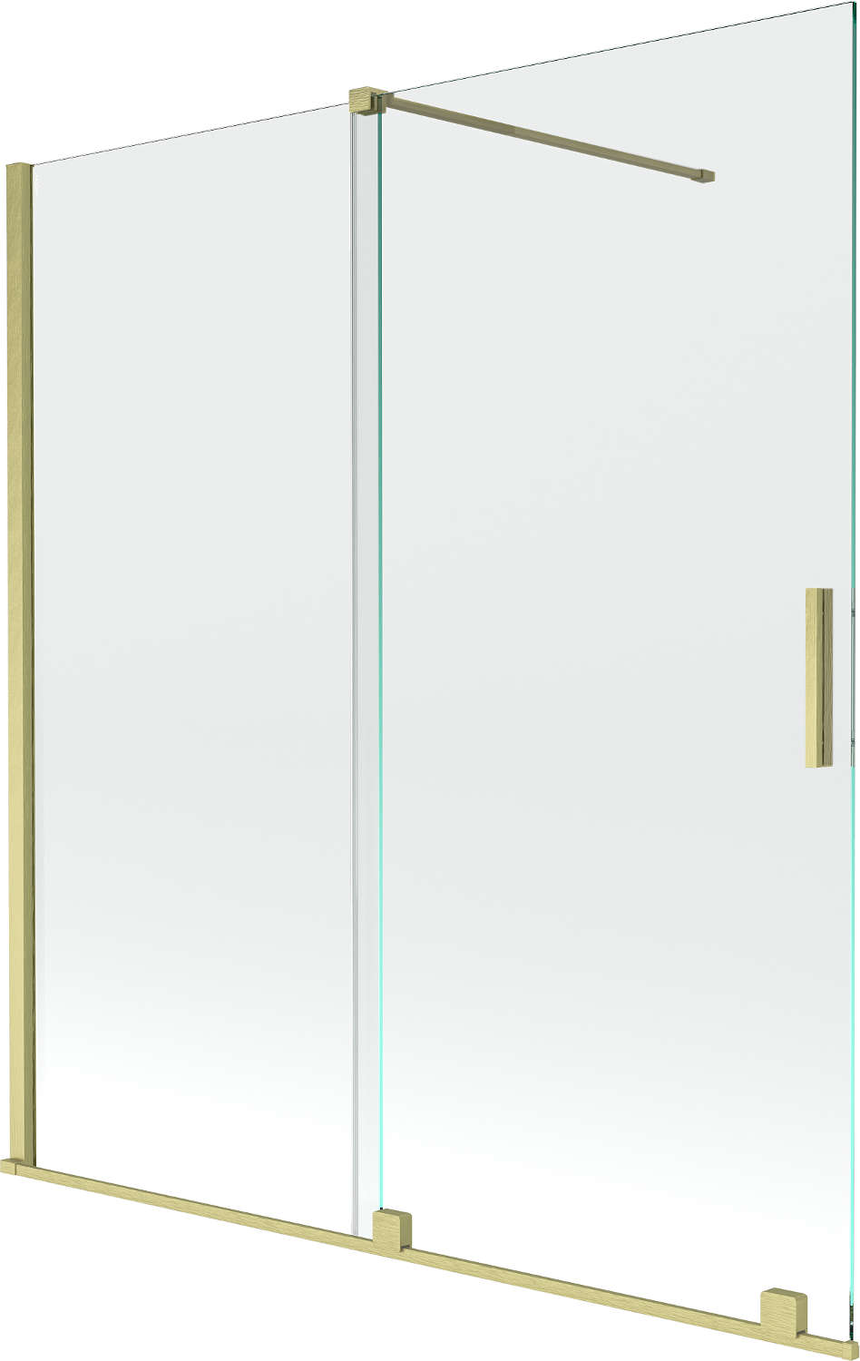 Mexen Velar parawan nawannowy 2-skrzydłowy rozsuwany 150 x 150 cm, transparent, złoty szczotkowany - 896-150-000-01-55