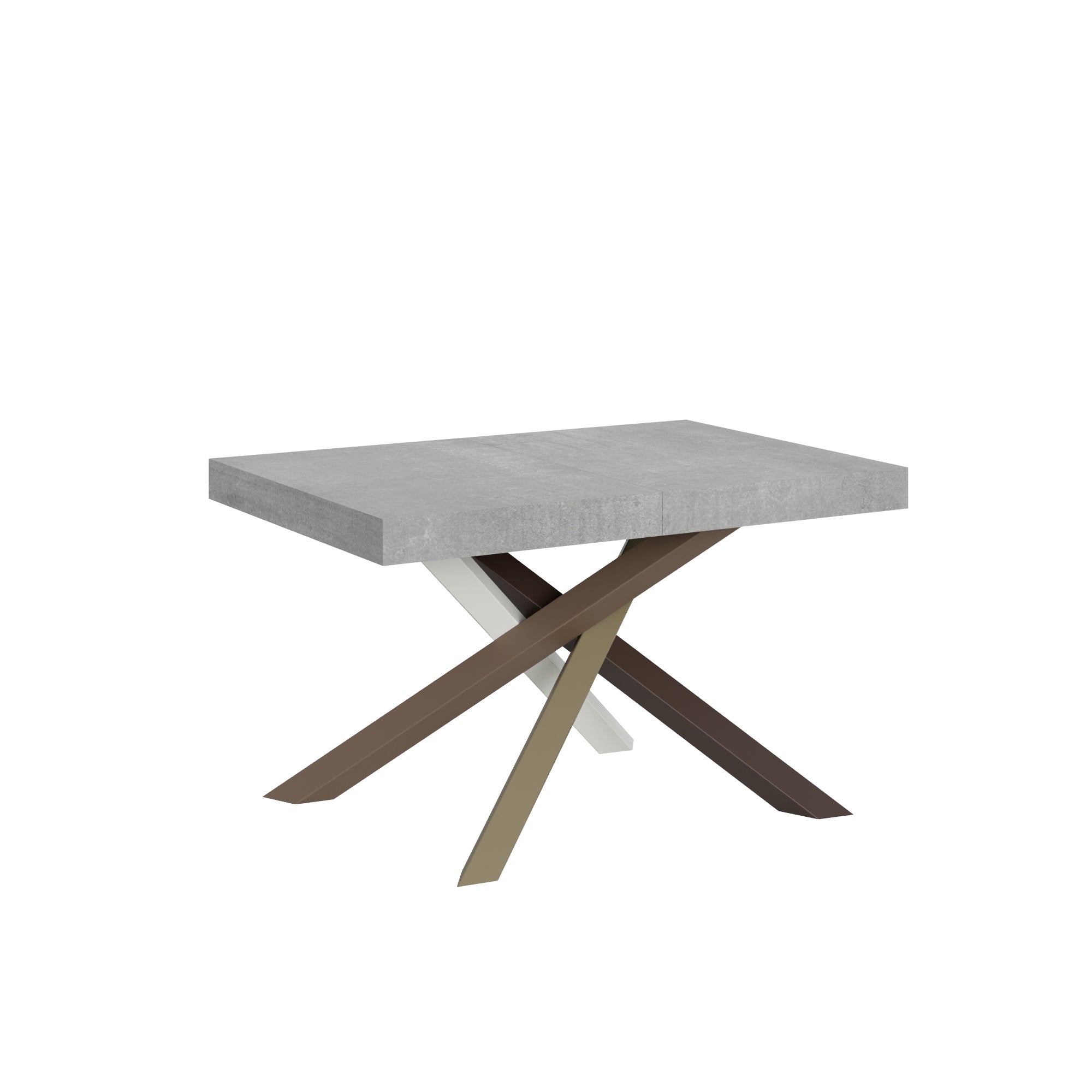 Mesa de comedor Volantis 90x120 abierta 224 cm, diseño de estructura 4/C, cemento.