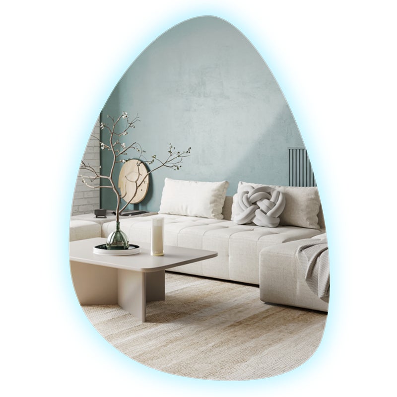Lustro LED podświetlane zimna barwa światła owalne lustro ścienne do łazienki dekoracyjne na ścianę do powieszenia nowoczesne 50x70cm - ArtPrintCave