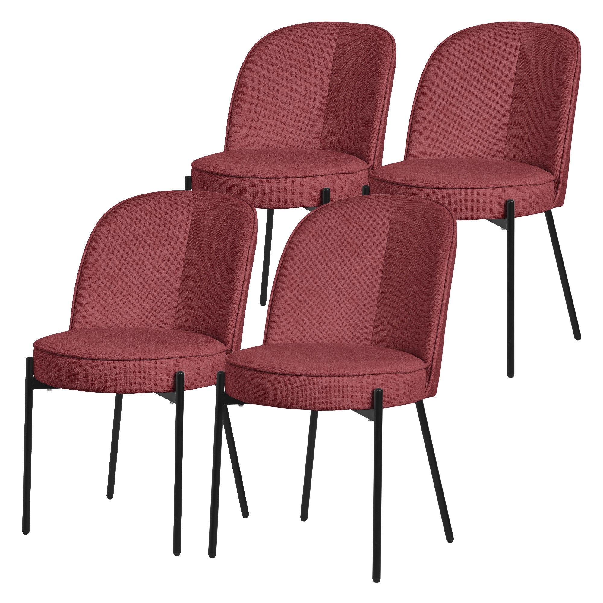 ML-Design krzesła okrągłe do jadalni zestaw 4 czerwony tapicerowane fotele krzesła kuchenne ergonomiczne wygodne metalowe nogi styl nowoczesny