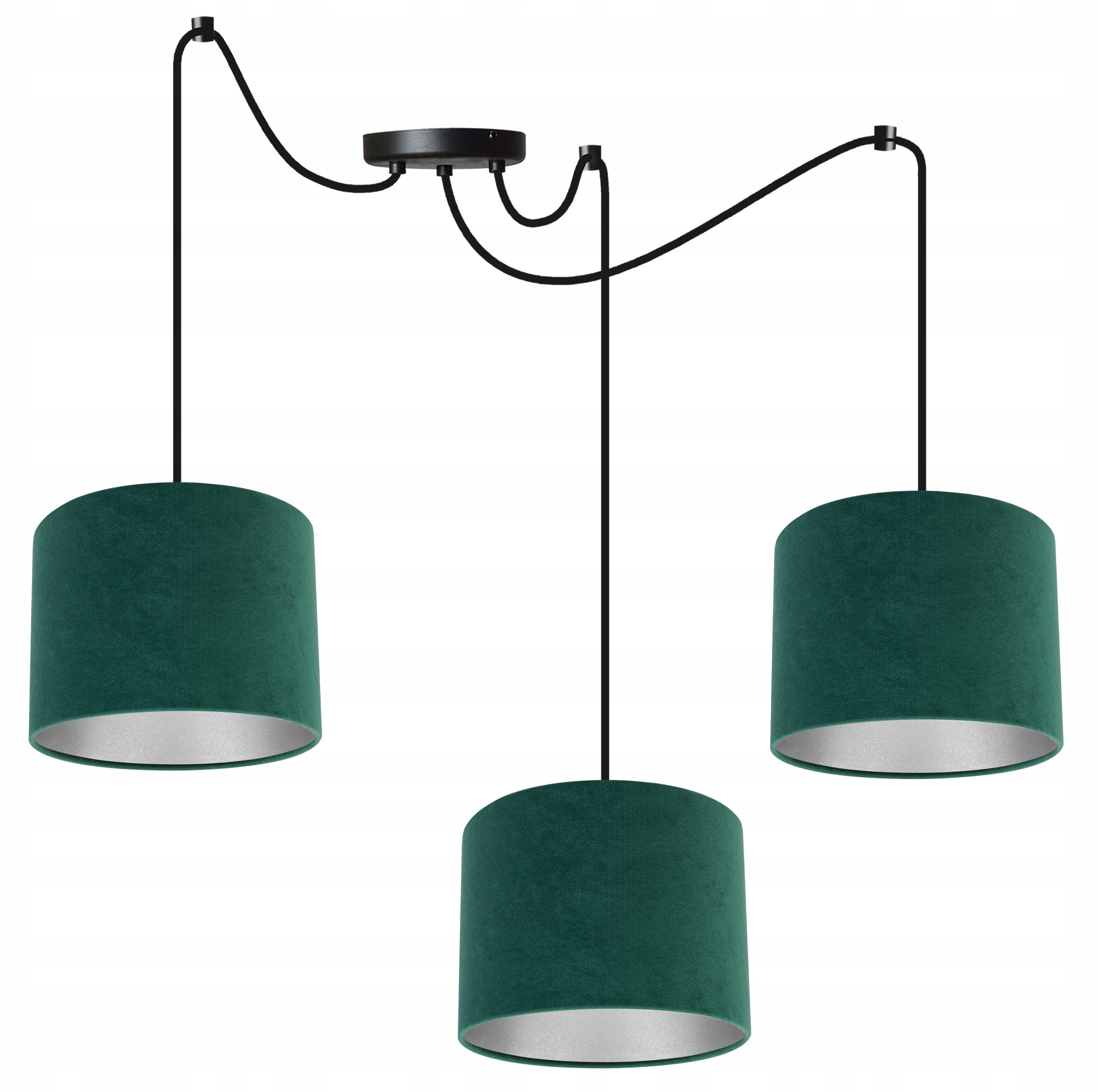 ampa sufitowa wisząca Light Home LH Spider Milan 3x E27 abażur owalny zielony elegancka