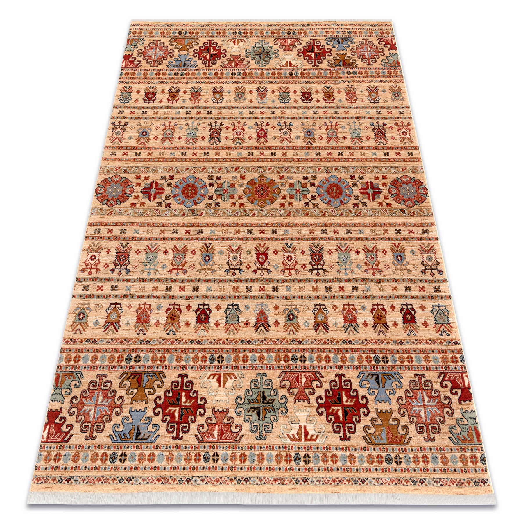 Dywan wełniany KESHAN Frędzle, orientalny 7684/53555 beż / terakota 160x230 cm