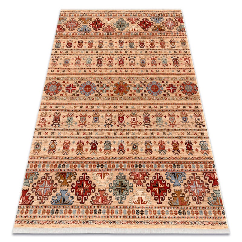 Dywan wełniany KESHAN Frędzle, orientalny 7684/53555 beż / terakota 160x230 cm