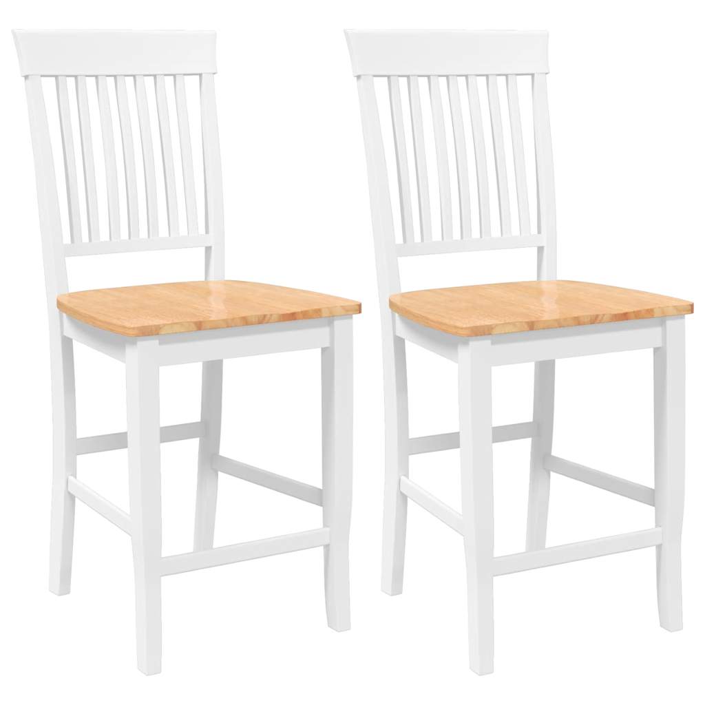 2x Hokery do Kuchni i Wyspy Drewniane z Oparciem Białe Krzesła Barowe