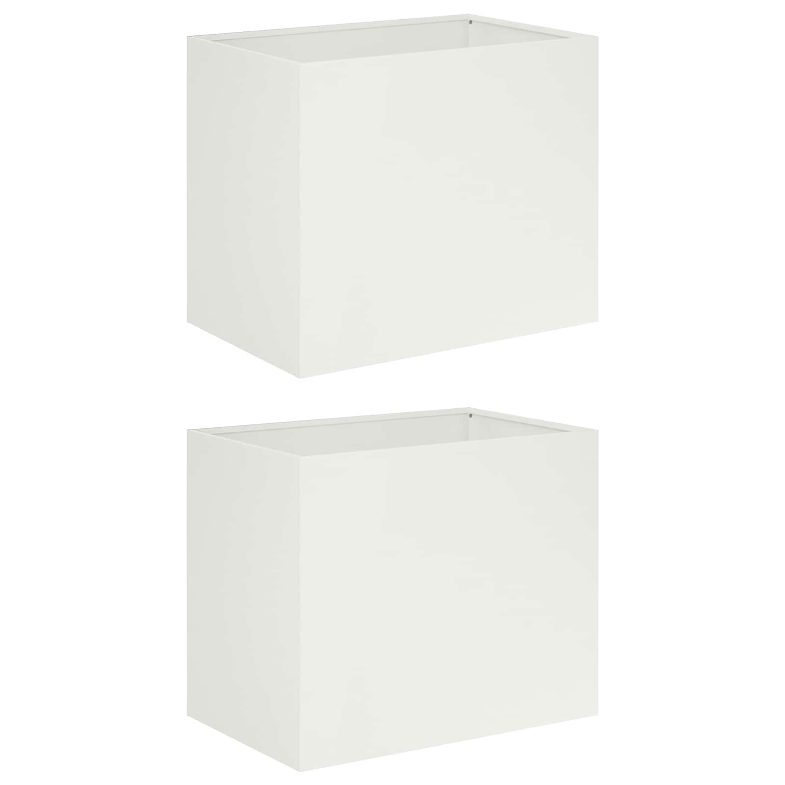 2x Donica Ogrodowa Stalowa 50x40x50 cm Biała na Taras na Balkon na Kwiaty