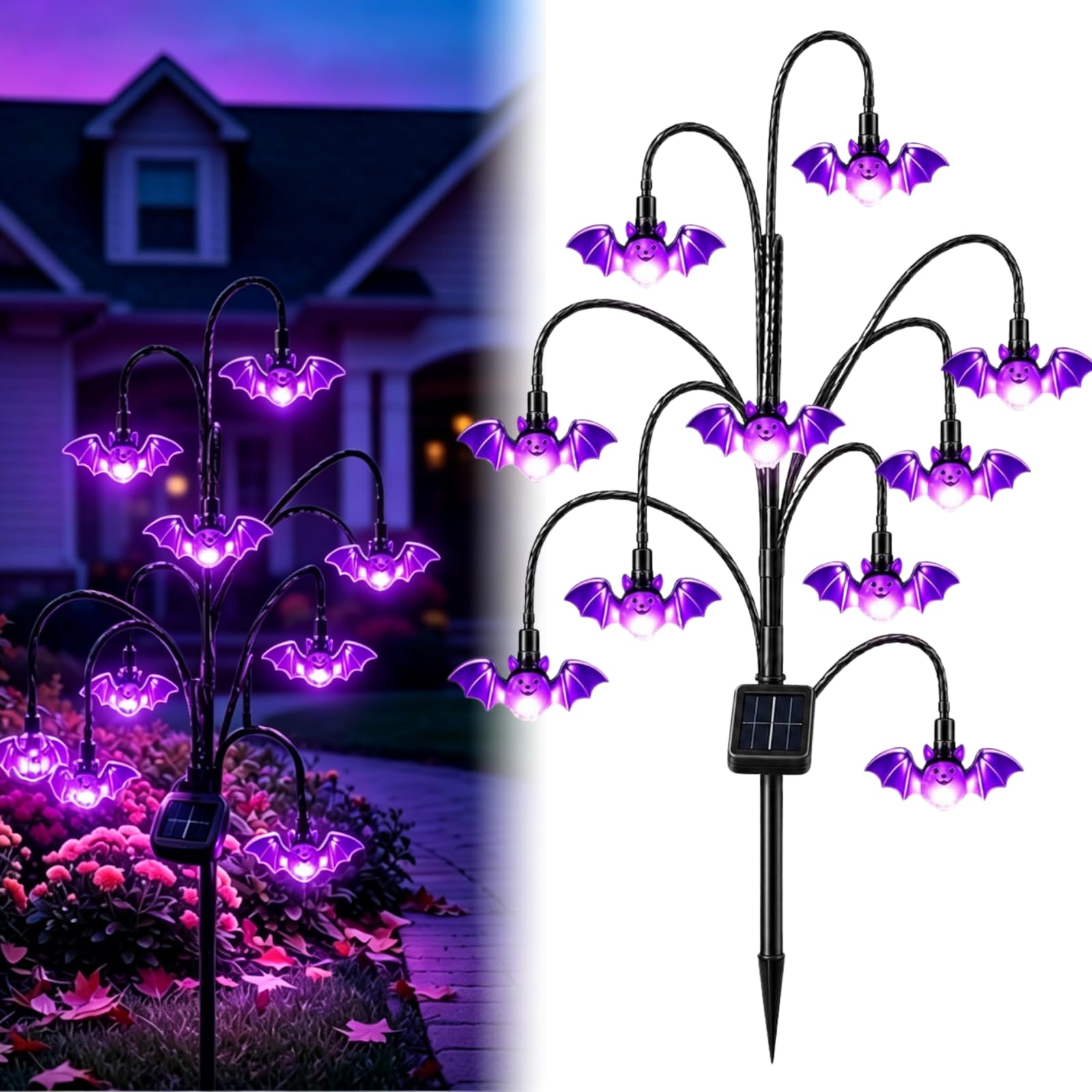 Lampa solarna na pniak drzewa na Halloween z dekoracjami świetlnymi Ghost Light, na patio i do ogrodu