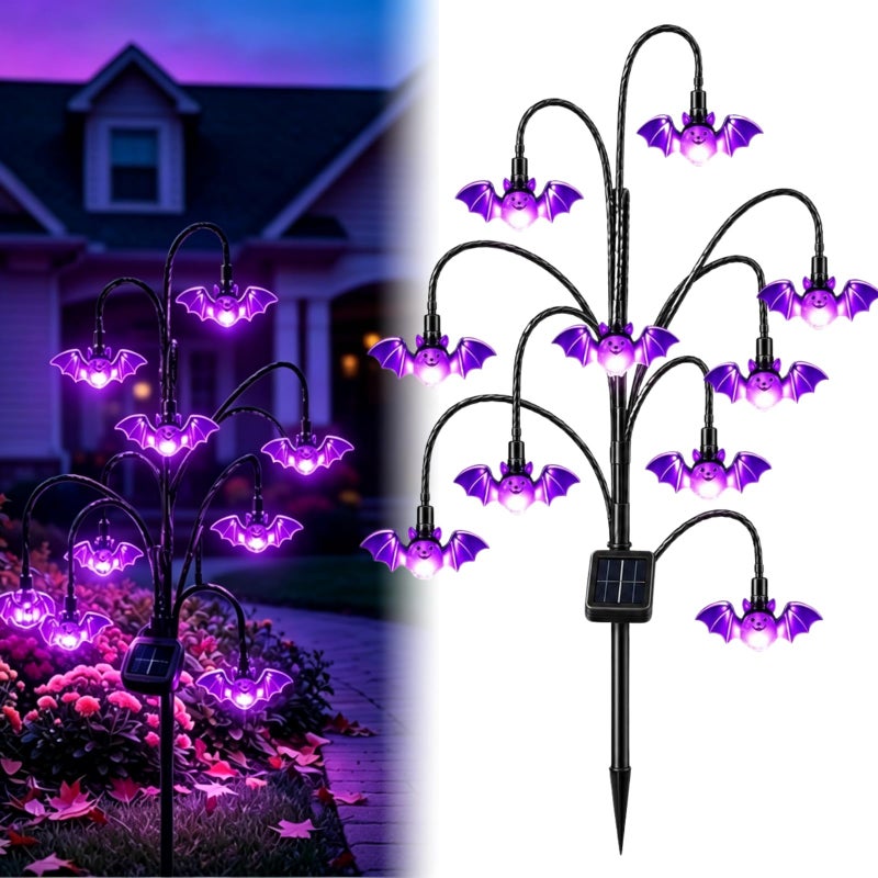 Lampa solarna na pniak drzewa na Halloween z dekoracjami świetlnymi Ghost Light, na patio i do ogrodu