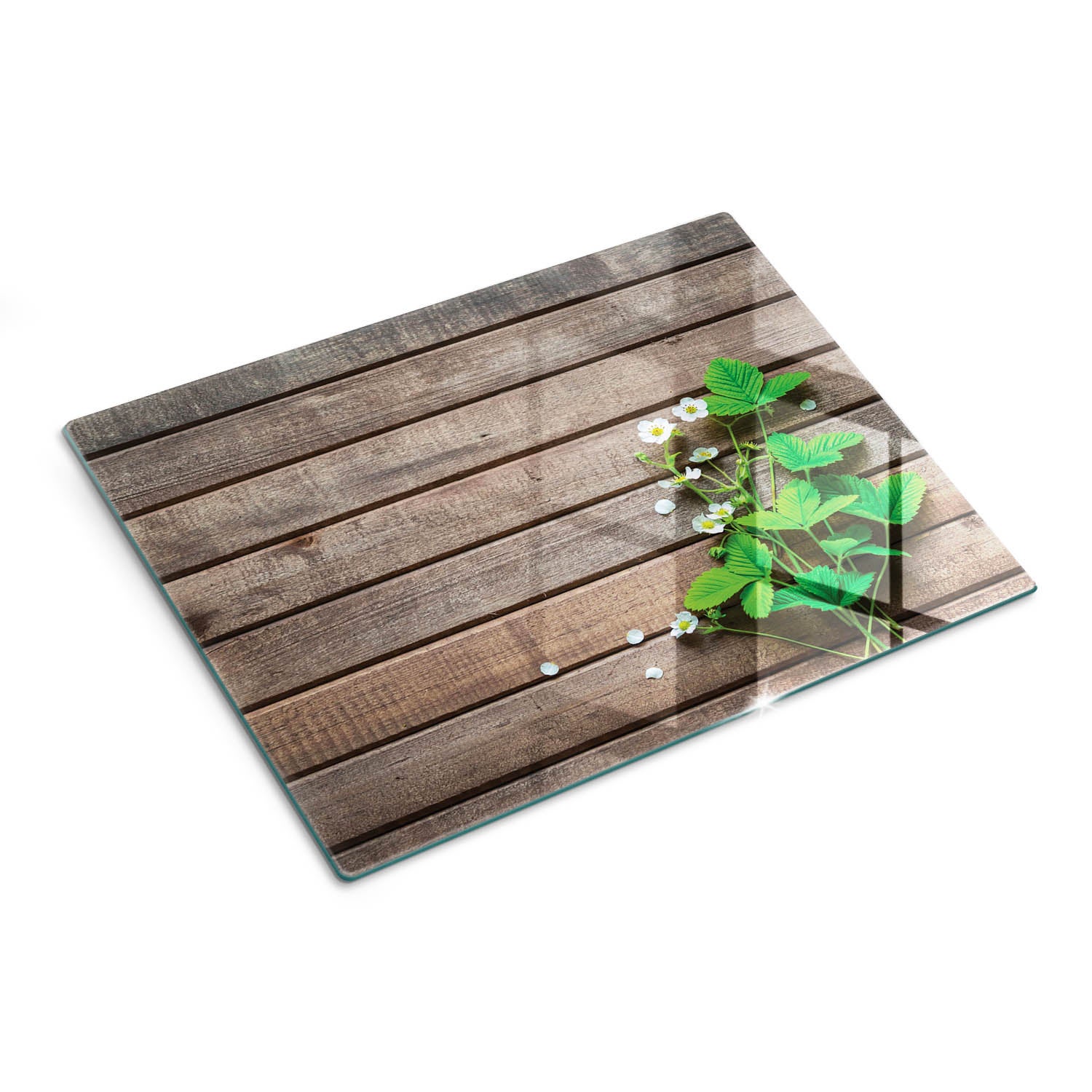 Designerska deska do kuchni z hartowanego szkła i nadrukiem - Poziomka - 30x40 - Tulup