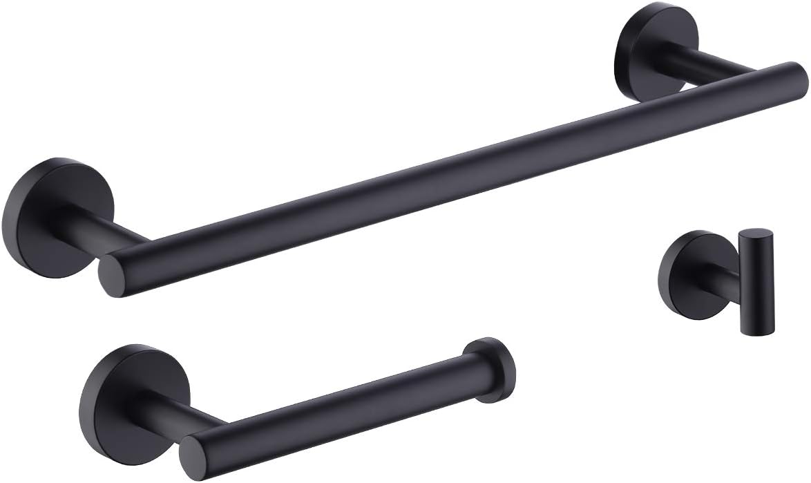 Amazon Ensemble D accessoires Salle Bain Czarny częściowy Zestaw Akcesoriów Łazienkowych Wieszak na Ręczniki Uchwyt Papier Toaletowy Wieszak Ubrania