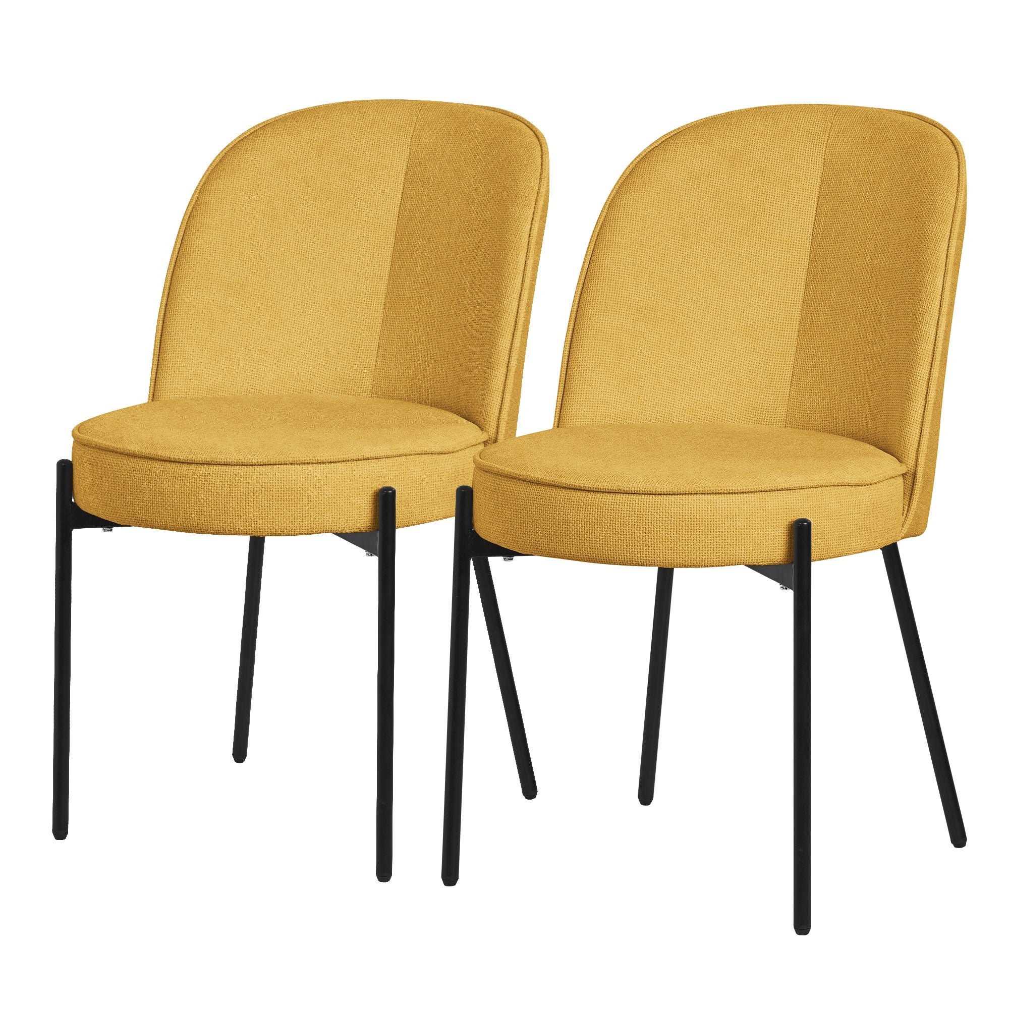 ML-Design krzesła okrągłe do jadalni zestaw 2 musztardowe tapicerowane fotele krzesła kuchenne ergonomiczne wygodne metalowe nogi styl nowoczesny